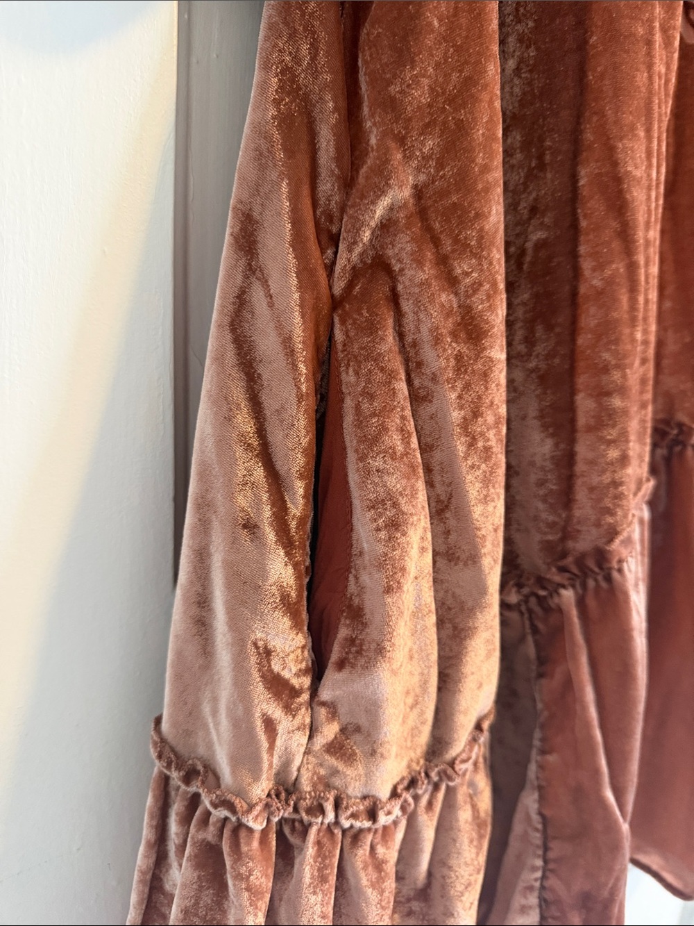 Free People Velvet Floral Tunic Dress - Rusty Rose - Picture 6 of 7